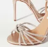 Sommar Celeste Women Sandals Shoes CryTal Strappy Embelled Leather Lady High Heels Buckle-Fastening Ankel Strap Footwear