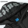 Mens Down Parkas Winter Hooded Jackets 스트리트웨어 자수 편지 두껍게 따뜻한 거품 패딩 단색 코트 Harajuku Puffer Outwear 221129