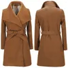 Women's Trench Coats 2022 European And American Women's Fall Winter Long Section Of Blended Woolen Coat Jacket Slim Belt Windbreaker AL