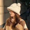 Wide Brim Hats Bucket Fashion Autumn Winter Leopard Fur Bear Ear Ball Plush Fisherman Soft Warm Thick Basin Protection 221129