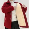 Wo Thick Fleece Winter Single Breasted Lamb Fur Women's Coat Mom Wear Lapel Pocket Imitation Warm Casual Jacket Female 221129