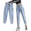 Jeans sarouel Vintage taille haute pour femmes, longueur cheville, maman Cowboy, Denim, 221128