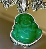 Collane con ciondolo Finitura placcata oro 18 carati Green Jade Lab Diamanti simulati Laughing Buddha Iced Out Collana CZ Jewelry