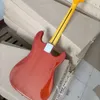 Chitarra elettrica rossa trasparente a 6 corde per mano sinistra con pickup SSS Tastiera in acero giallo personalizzabile