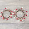 Decorative Flowers 4pcs Artificial Berry Wreath Ring Candle Holder Red Berries For Christmas Garland Ornaments Decor