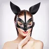 Accessoires de déguisement Faux cuir chat masque motif Halloween rouge masque bal fête carnaval Animal maquillage Costumes accessoires