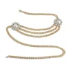 Belts Silver-plated Trendy Bling Rhinestone Imitation Pearl Ladies Belly Chain Wear-resistant Waist Elegant For Dating