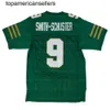 Custom #9 Juju Smith-Schuster High School Futebol Jersey Long Beach Polytechnic costurou Green White Size S-4xl