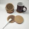 Table Mats Nordic Mandala Pattern Round Cork Coasters With Holder Stand Rack Wooden Drinks Absorbent Mat Glass Cup Mug Pad Decor 6pcs/set
