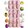Påskfestkakor Tools Tools Rabbit Bunny Eggs Morot Shaped 3D Chocolate Jelly Pudding Dessert Forms