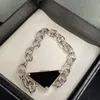 Vintage kalın zincir takı kolye setleri üçgen şekil mektup tasarımcısı küpeler kadın kolye saplamaları kız zinciri kristal kulaklık