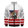 Hommes Vestes USA Drapeau American Stars and Stripes 3D Col montant Hoodies Hommes Femmes Zipper Hoodie Casual Manches Longues Veste Manteau Vêtements 221129