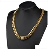 Chains 618Mm Wide Gold Stainless Steel Cuban Miami Chain Necklaces Cz Zircon Box Lock Big Heavy Jewelry Drop Delivery Pendant Dhgarden Dhctv