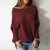 Chandails pour femmes Automne Hiver Solide Big De L'épaule Manches Chauve-Souris Pull Tricoté Top Femmes Casual Manches Longues Pulls Oversize Vêtements J220915