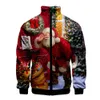 Mens Jackets Christmas Gingerbread Man Xmas Stand Collar Clothes Boy 3D Hip Hop Personality Zipper Sportswear 221129