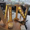 Decorative Objects Figurines Wooden Lamp Name Personalized Night Light 26 Letter Light Sign LED Wall Decoration for Couples Baby Bedroom Desktop Ornaments 221129