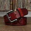 B￤lten ￤kta l￤derb￤ltet m￤n svart pin sp￤nne 3,8 cm handv￤v lyxdesigner cowskin ceinture homme tjock