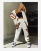 Women's Two Piece Pants 2 Pieces Sport Suit Set Women ed Female Clothes Zipper Up Hoodies Coats White Black Street Wear 221130