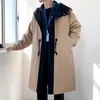 Herrjackor Streetwear Spring Autumn Hooded Trench Coats M￤n mode Windbreaker Long Mens Jacket 221130
