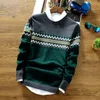 Herrtröjor Autumn Men Long Sleeve Pullovers Outwear Fashion Check Print Round Neck Slim Fit Knit Top 221130