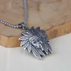 National Indian Head Portrait Pendant Necklace Ancient Silver Stainless Steel Necklaces for Women Men Hiphop Fine Fashion Jewelry