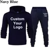 Mens Tracksuits Couple Custom Your Women Sweatshirt Sweatpants 2PcsSets Male Gyms Fitness Tops Trousers Joggers Sportswear 221130