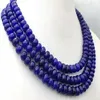 Nieuwe enorme 5x8mm blauwe saffier FACET KRALEN KETTING 3 rij 17-19''