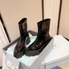 2023 Star Trail But luksusowy projektant damskich Chunky Heel Boots Lace Up Martin Boots Ladys Fashion Winter Booties with Box -e020