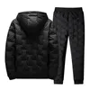 Herenvesten Dikke jas met broek Sets Winter Warm Parka Tracksuit Men Casual Outerwear Coat Chaquetas HOMBRE 221130