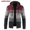 Mens tröjor Cardigan Fashion långa ärmar Casual Coats Striped Thick Slim Classic Male Spring Autumn Hats Brand Moownuc 221130