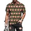 Men's Casual Shirts Men's Hawaiian Shirt Turn-down Collar Buttoned Christmas Santa 3D Printed Short Sleeve Tops Beach Party Couple Wear