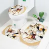 3Pcs/Set Flannel Toilet Mat Floor Bath Mats Foot Mat Living Room Bathroom Carpet Shower Ocean Beach Turtle 3D Printing Non-Slip Rug