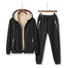 Mens Tracksuits Winter Thick Sports Suit Tracksuit Hooded Sportswear Zipper Cardigan Hoodedelastic Pants Casual Set Windbreaker 221130