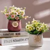 Flores decorativas 1pc emulação margarida em vaso de planta ornamento imitação decoração de bonsai em cerâmica