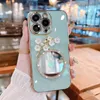 Luksusowe przypadki telefoniczne Rhinestone Mirror 3D Case Case inkrustowane diamentem tylna okładka trawy dla iPhone14 Pro Max 13 12 11 Plus XR Premium Design Clear Ochronne pokrycia ochronne