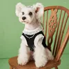 개 의류 우아한 애완 동물 민소매 티셔츠 옷 검은 흰색 얇은 여름 통기성 고양이 의류 조끼 작은 포메라니안