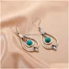 Hoop Huggie Bohème Mode Turquoise Géométrique Boucles D'oreilles Évider Goutte D'eau Rétro Dangle Livraison Bijoux Dhzsa