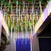 Cuerdas 8 tubos 30/50 cm lluvia de meteoros lluvia LED cadena luz al aire libre impermeable iluminación navideña boda jardín árbol decoración