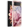 Fashion Bling Chromed TPU Marble Cases For Samsung Z Flip 4 3 5G Flip4 Flip3 Zflip4 2.0MM Plating Metallic Soft Rock Stone Granite Anti-Fall Shockproof Phone Cover