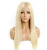 13x6x1T Human Hair with Lace Front Straight Hair Wigs in Blonde Color