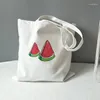 Einkaufstaschen 2022 Mode Frauen Tasche Korea Original niedliche Wassermelonengrafik -Leinwand Sch￼ler Schulter Schulter Schulter