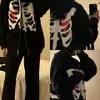 Kvinnors hoodies tröjor y2k kvinnor skelett grunge goth hoodie svart hippie zip up överdimensionerad höst vinter mörk waatfaak streetwear 221129