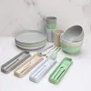 Dinnerware Sets 40Pcs Wheat Straw Tableware Set Home Dining Plate Rice Bowl Water Cup Outdoorcamping Portable Microwave Dishwashe
