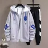 Suisses-visages masculins 3d Sports Suit Automne Coréen Men Vêtements Sweat à capuche de bonne qualité Portez un sweat à capuche à capuche blanche zip