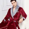 Męskie szaty plus size 3xl Flannel Men szata śpiąca zima ciepła szlafrok kimono suknia szlafroki gęsta koralowa polar