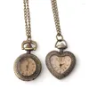 Montres de poche Vintage petit cadran montre à Quartz pour hommes femmes Transparent ambre coeur Fob chaîne pendentif collier horloge dames cadeau