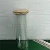 Glass de sublimaci￳n de doble pared de 16 oz puede vidrio de vaso de globo de nieve de vaso de cerveza bebida con tapa de bamb￺ y regalo personalizado de paja personalizada