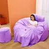 Chair Covers Drop Biue Giant Bean Bag Cover Recliner Cushion No Filler Soft Comfortable Fluffy Fur Bed