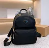 Designer Nylon Backpack Shoulder Bags Classic Unisex Handbags Black Back Pack Triangle Sign Metal Zipper High Quality Multi Pockets Schoolbag
