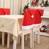 Stuhlhussen E2 Weihnachtsbezug mit Tischdecke, roter Weihnachtsmann-Hut, Esszimmer für Jahr, Party, Geschenk, Zuhause, Küche, Tischdekoration